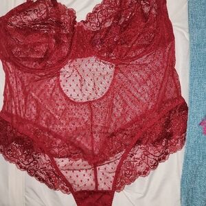 NEW NWT AdoreMe Plus Size Maralyn Unlined Rio Red Elegant Lace Underwire Bodysui